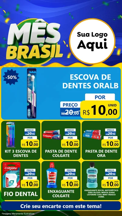 Modelo de Rede Social para Stories com o tema Mês do Brasil para Higiene Pessoal
