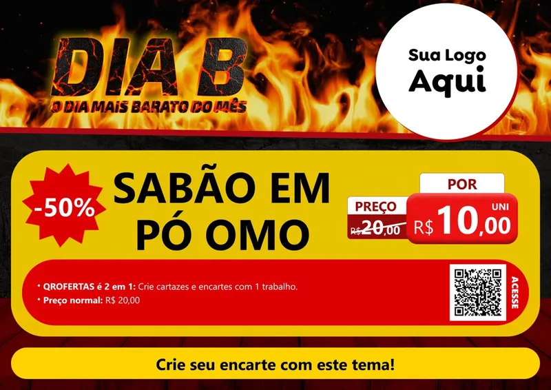 Modelo de Cartaz para Cartaz A4 Horizontal com o tema Dia B para Produtos de Limpeza