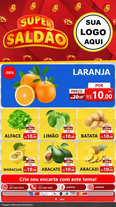 Modelo de Rede Social para Stories com o tema Super Saldão para Hortifrúti