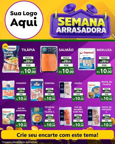 Modelo de Rede Social para Feed Instagram com o tema Semana Arrasadora para Peixaria