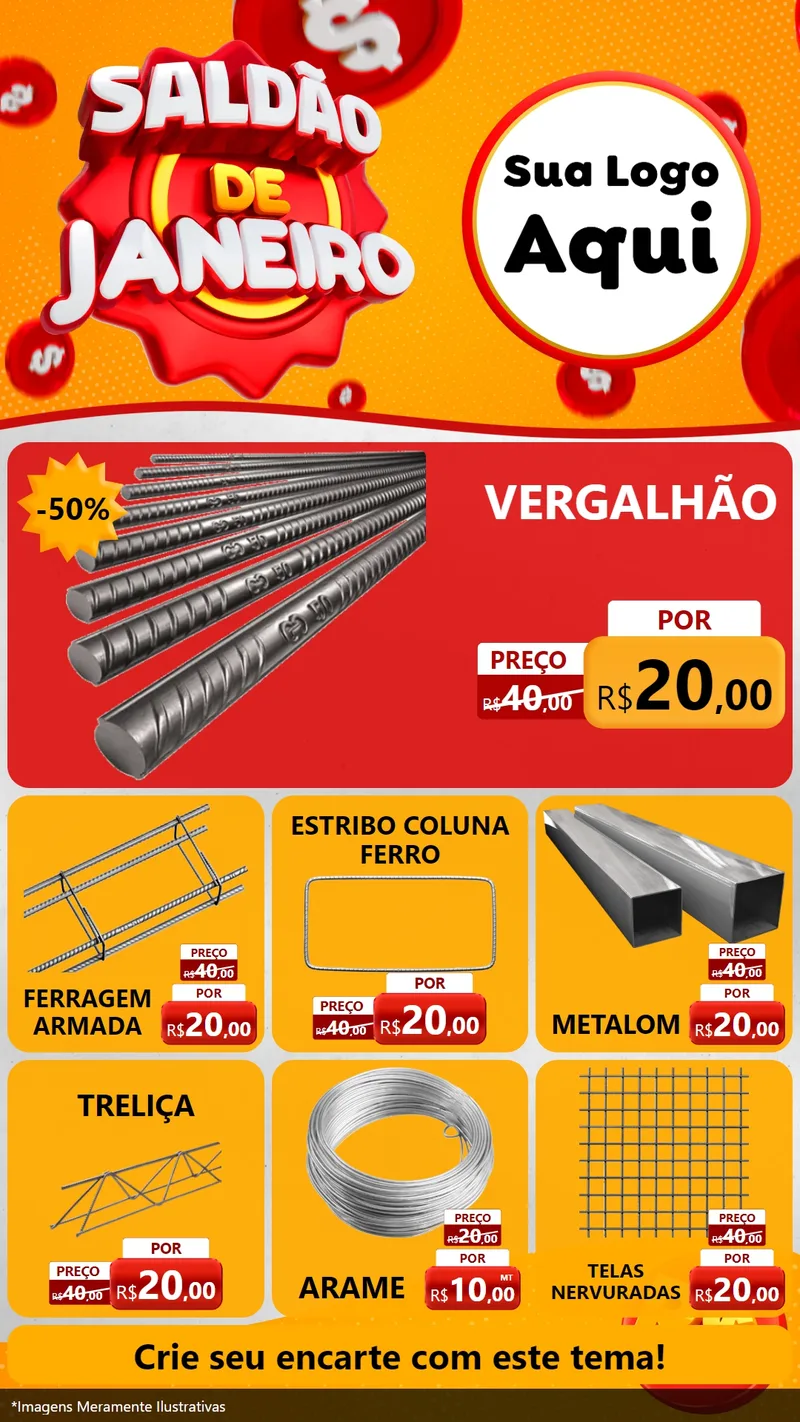 Modelo de Rede Social para Stories com o tema Saldão de Janeiro para Ferragens