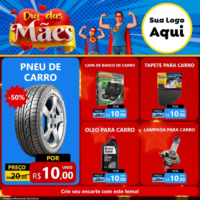 Modelo de Rede Social para Feed Facebook com o tema Dia das Mães para Auto peças