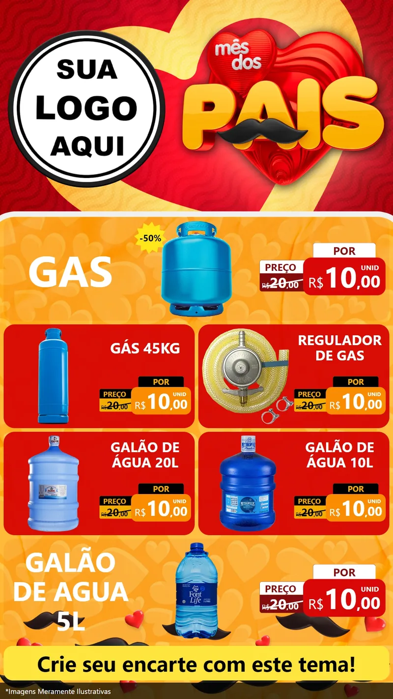 Modelo de TV para TV Vertical com o tema Mês Dos Pais para Água e gás
