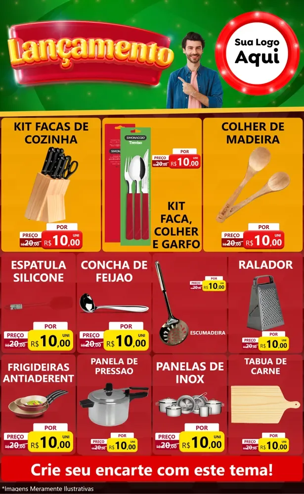 Modelo de Encarte para Encarte Grande com o tema Lançamento para Utilidades Domésticas