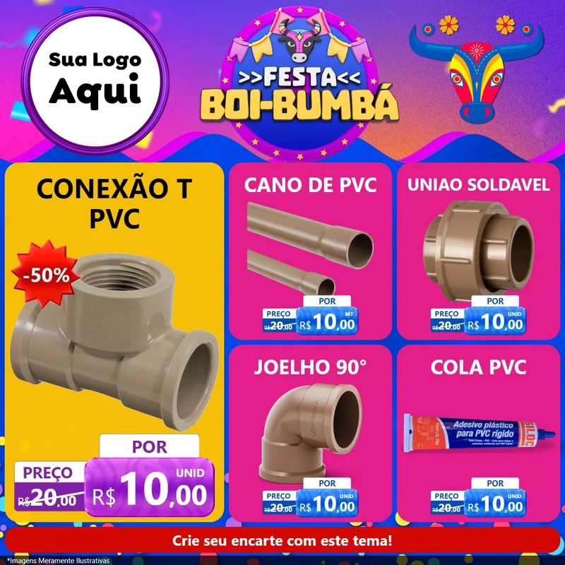 Modelo de Rede Social para Feed Facebook com o tema Festa Boi-Bumbá para Tubos e conexões