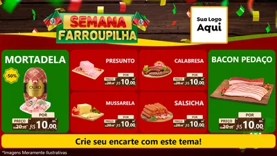 Modelo de TV para TV Horizontal com o tema Semana Farroupilha para Frios e Laticínios