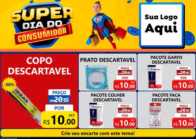 Modelo de Encarte para Encarte A4 Horizontal com o tema Super Dia do Consumidor para Embalagens