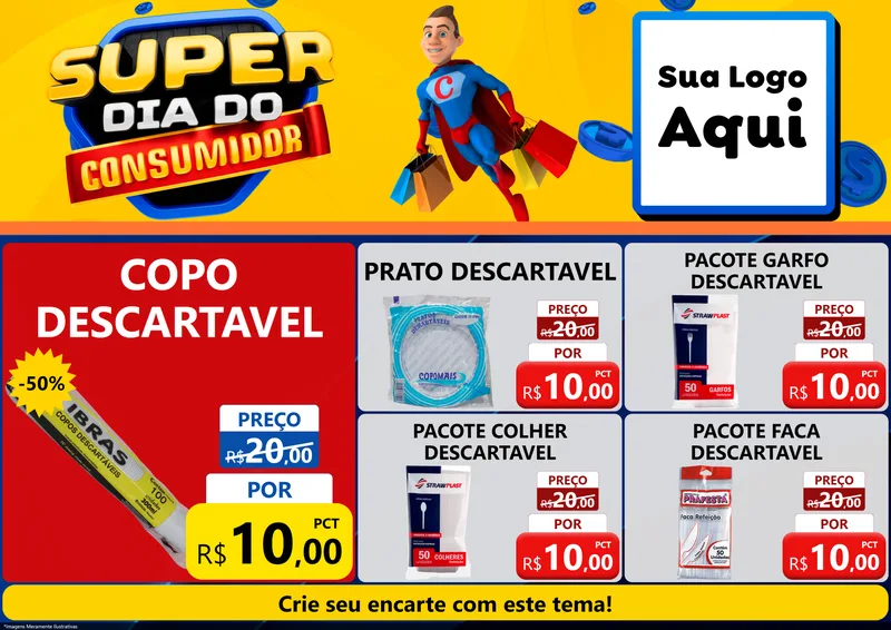 Modelo de Encarte para Encarte A4 Horizontal com o tema Super Dia do Consumidor para Embalagens