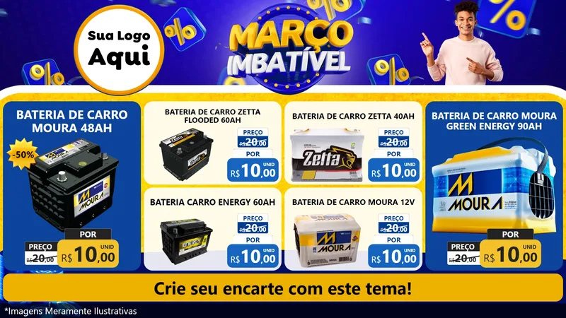 Modelo de TV para TV Horizontal com o tema Março Imbatível para Baterias Elétricas