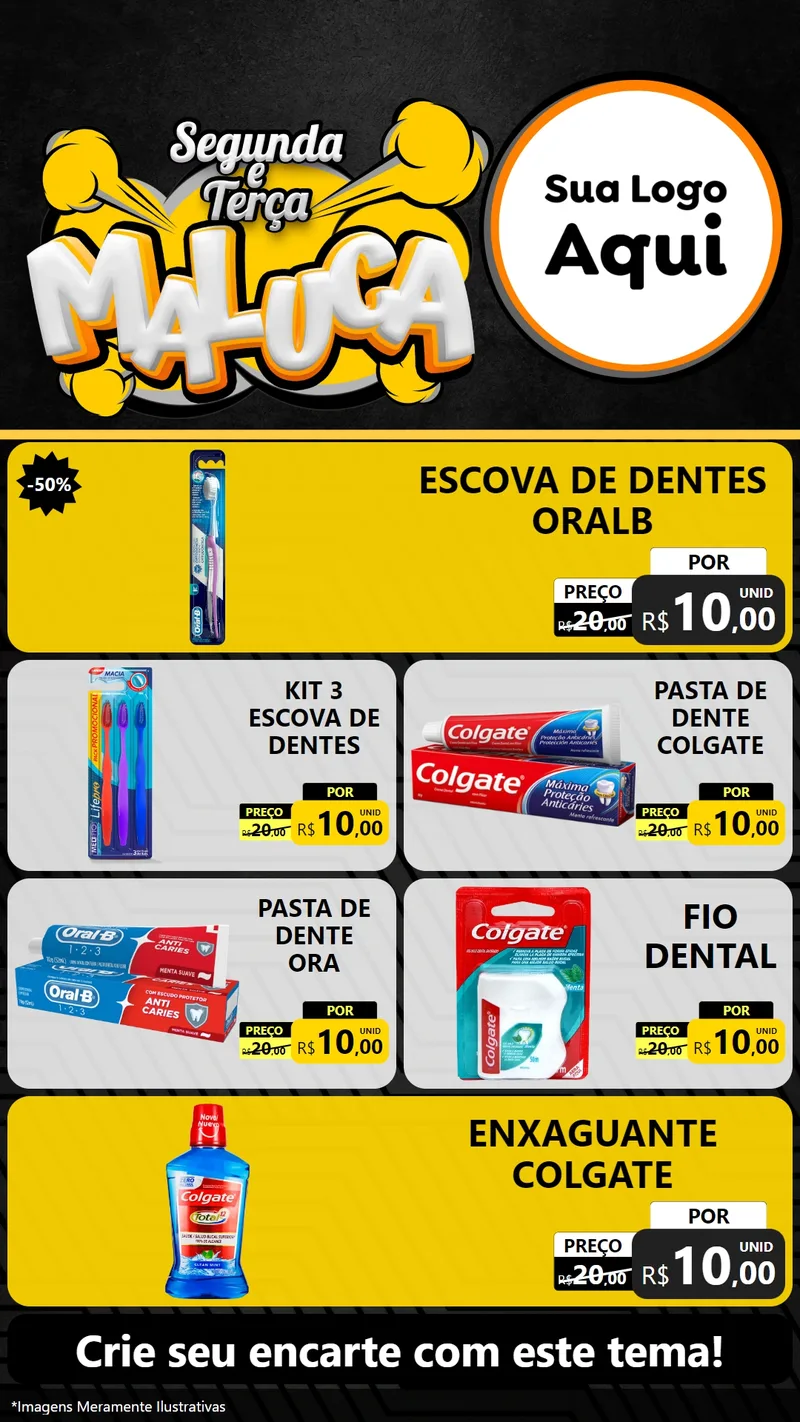 Modelo de TV para TV Vertical com o tema Segunda e Terça Maluca para Higiene Pessoal
