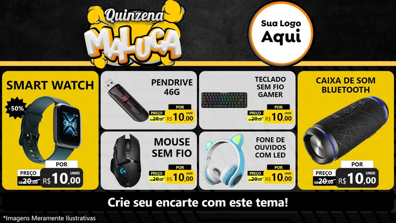 Modelo de TV para TV Horizontal com o tema Quinzena Maluca para Informática
