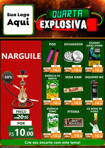 Modelo de Encarte para Encarte A4 Vertical com o tema Quarta Explosiva para Tabacaria