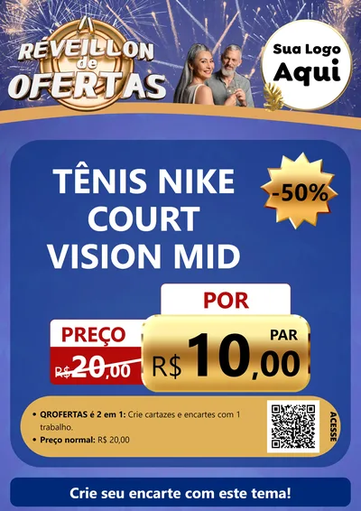 Modelo de Cartaz para Cartaz A4 Vertical com o tema Réveillon de Ofertas para Calçados