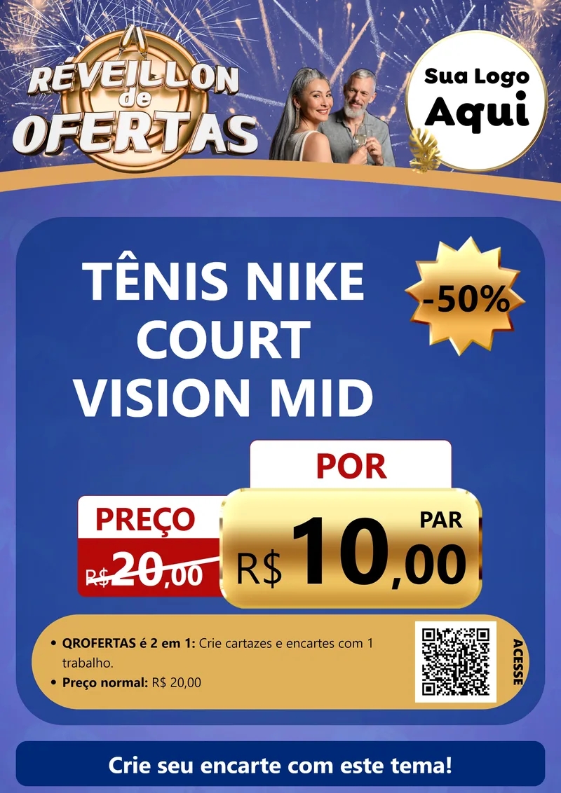 Modelo de Cartaz para Cartaz A4 Vertical com o tema Réveillon de Ofertas para Calçados