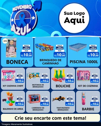 Modelo de Rede Social para Feed Instagram com o tema Novembro Azul para Brinquedos