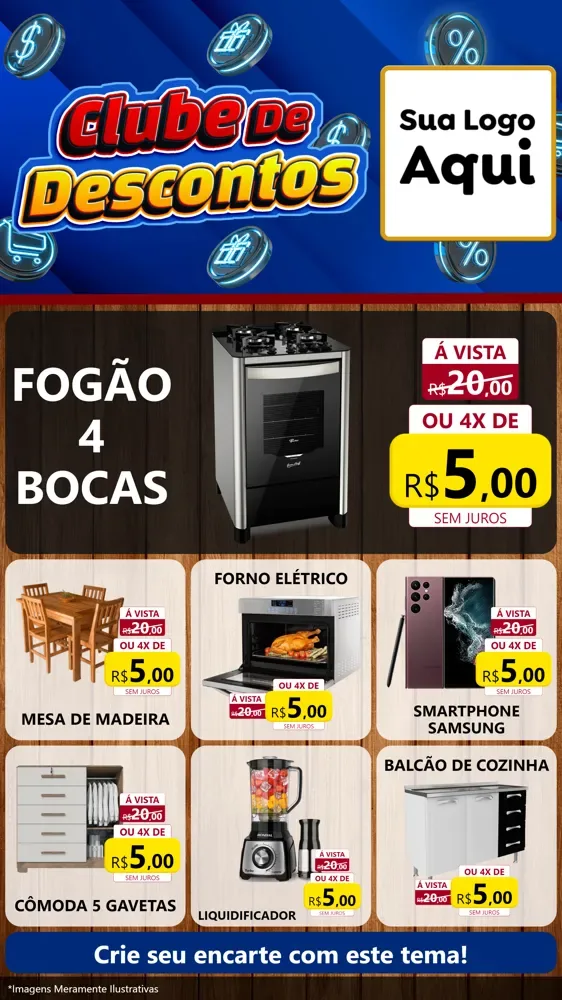 Modelo de Rede Social para Stories com o tema Clube de Descontos para Móveis e Eletro