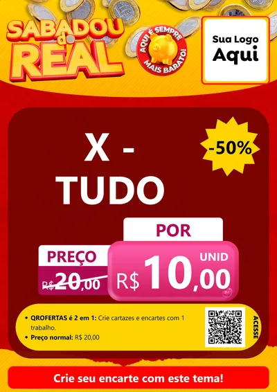 Modelo de Cartaz para Cartaz A4 Vertical com o tema Sabadou do Real para Hamburgueria