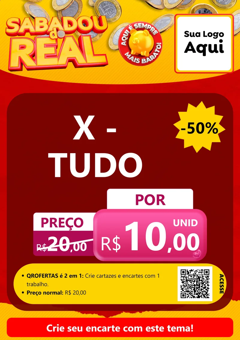 Modelo de Cartaz para Cartaz A4 Vertical com o tema Sabadou do Real para Hamburgueria