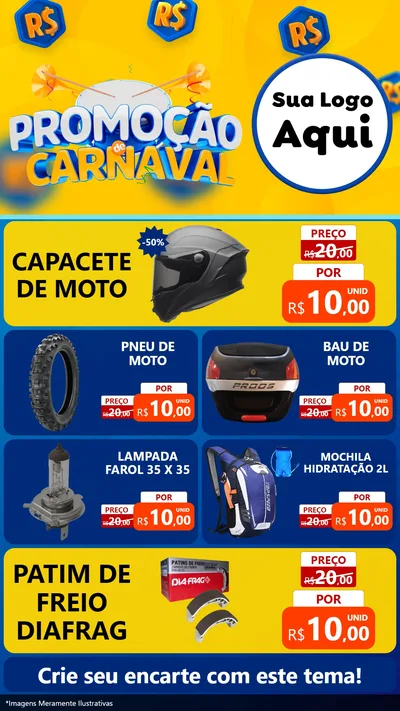 Modelo de TV para TV Vertical com o tema Promoção de Carnaval para Moto peças