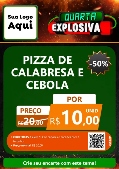 Modelo de Cartaz para Cartaz A4 Vertical com o tema Quarta Explosiva para Pizzaria