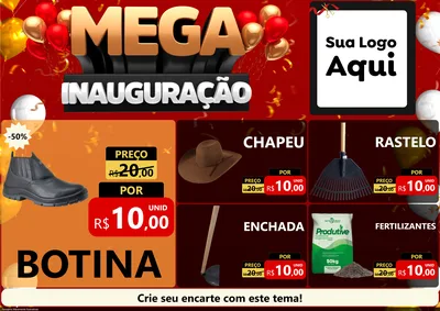 Modelo de Encarte para Encarte A4 Horizontal com o tema Mega Inauguração para Agropecuária