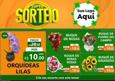 Modelo de Encarte para Encarte A4 Horizontal com o tema Super Sorteio para Floricultura e jardim