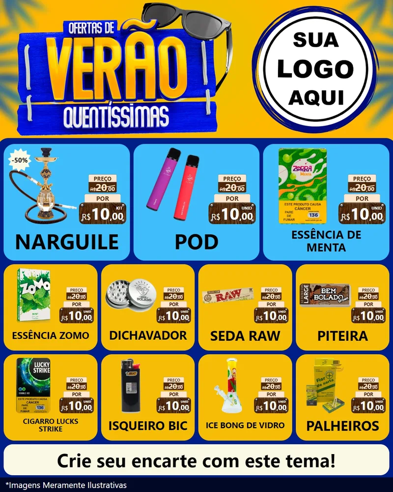 Modelo de Rede Social para Feed Instagram com o tema Ofertas de Verão Quentíssimas para Tabacaria