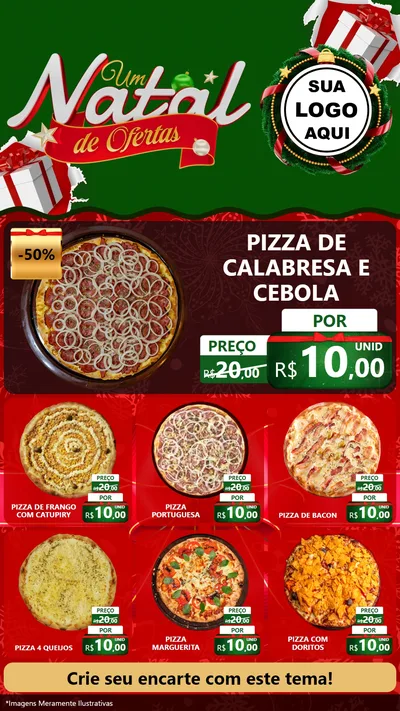 Modelo de Rede Social para Stories com o tema Um Natal de Ofertas para Pizzaria