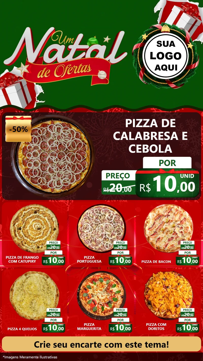 Modelo de Rede Social para Stories com o tema Um Natal de Ofertas para Pizzaria