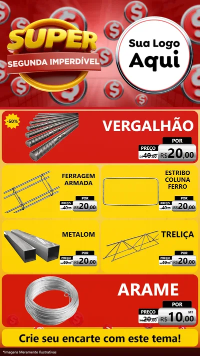 Modelo de TV para TV Vertical com o tema Super Segunda Imperdível para Ferragens