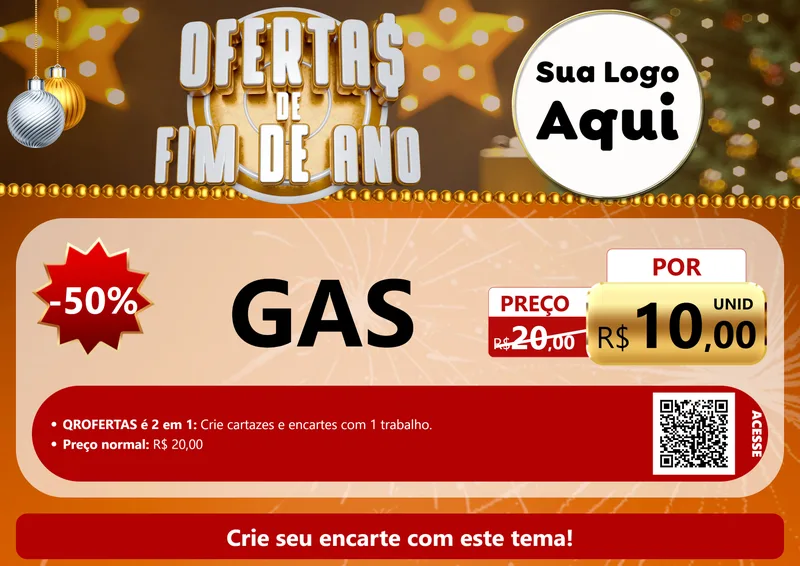 Modelo de Cartaz para Cartaz A4 Horizontal com o tema Ofertas de Fim de Ano para Água e gás