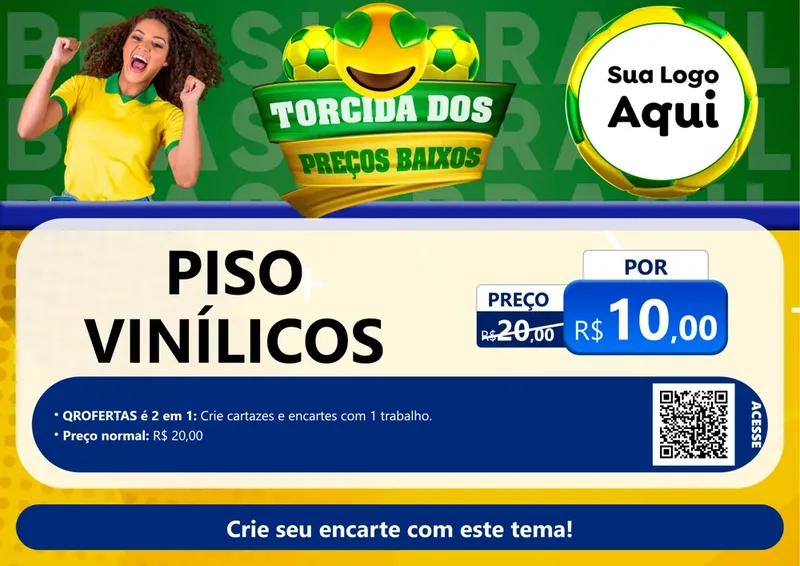 Modelo de Cartaz para Cartaz A4 Horizontal com o tema Torcida dos Preços Baixos - Copa para Material para Construção