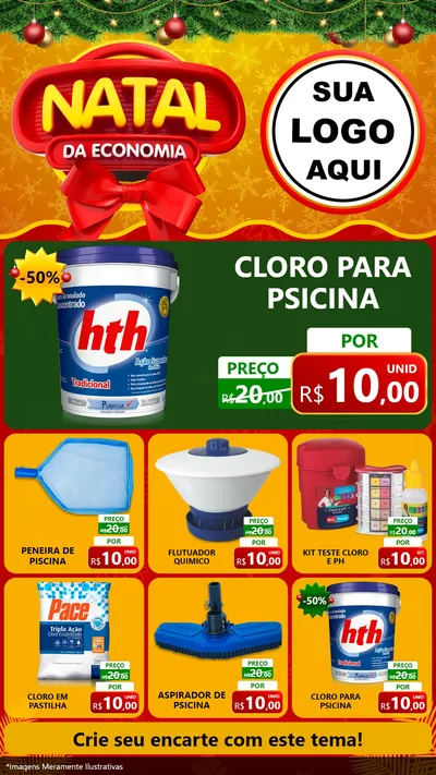 Modelo de Rede Social para Stories com o tema Natal da Economia para Produtos para Piscina
