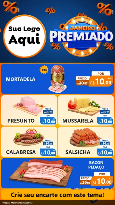 Modelo de TV para TV Vertical com o tema Janeiro Premiado para Frios e Laticínios