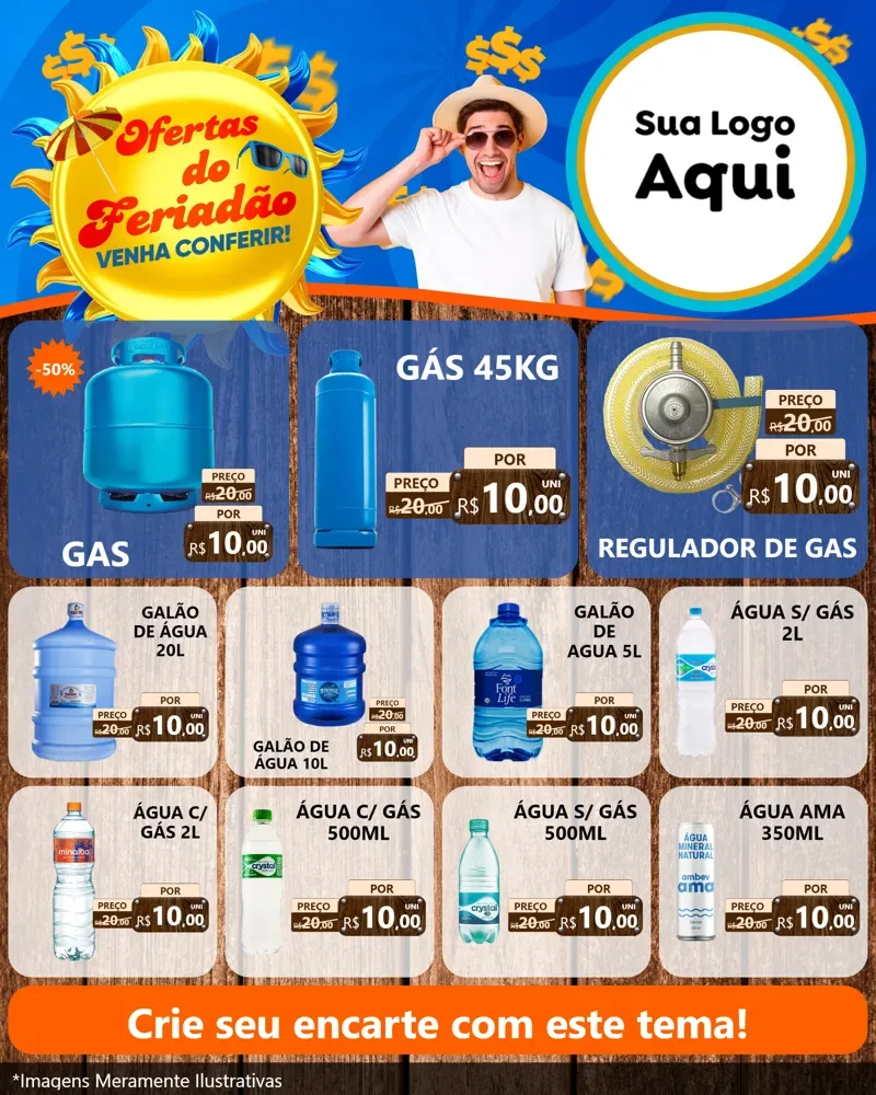 Modelo de Rede Social para Feed Instagram com o tema Ofertas do Feriadão para Água e gás