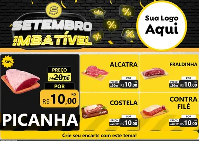 Modelo de Encarte para Encarte A4 Horizontal com o tema Setembro Imbatível para Açougue
