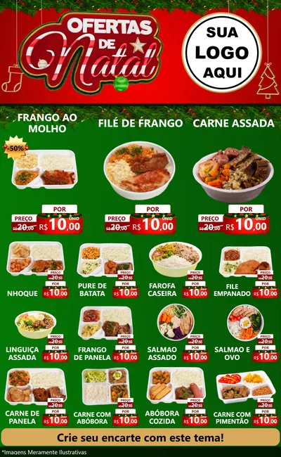 Modelo de Encarte para Encarte Grande com o tema Ofertas de Natal para Restaurante