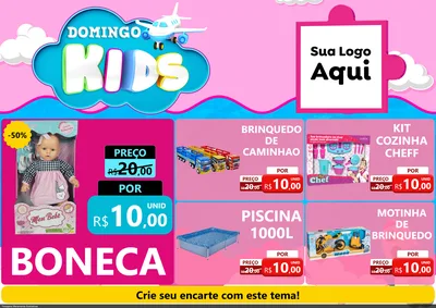Modelo de Encarte para Encarte A4 Horizontal com o tema Domingo Kids para Brinquedos