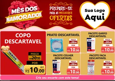 Modelo de Encarte para Encarte A4 Horizontal com o tema Mês dos Namorados para Embalagens