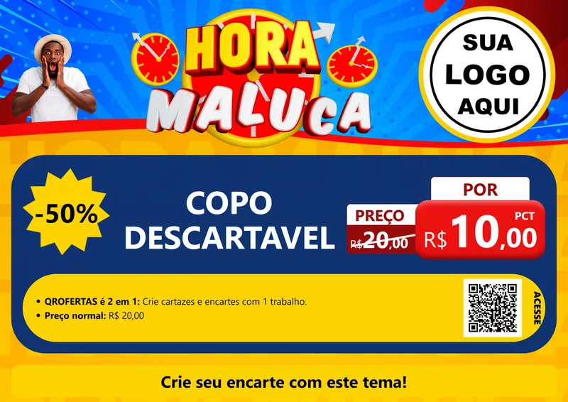 Modelo de Cartaz para Cartaz A4 Horizontal com o tema Hora Maluca para Embalagens
