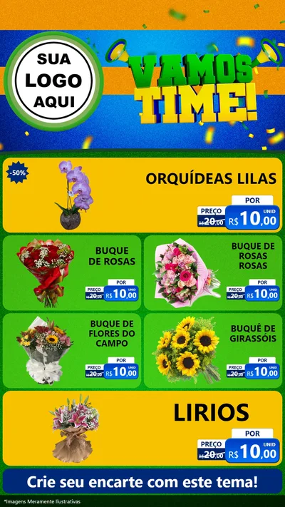 Modelo de TV para TV Vertical com o tema Vamos Time! para Floricultura e jardim
