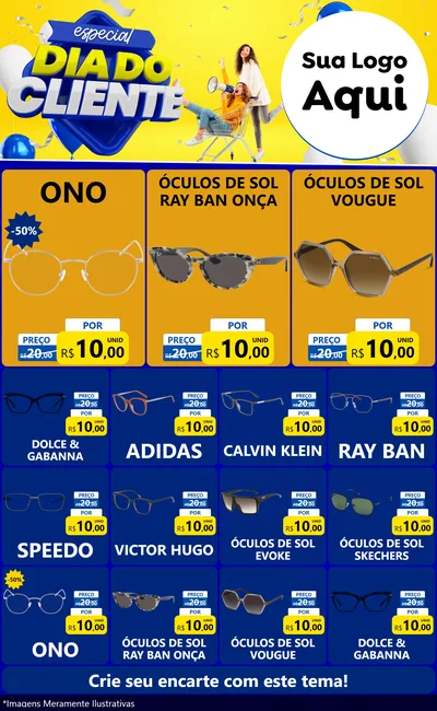 Modelo de Encarte para Encarte Grande com o tema Especial Dia do Cliente para Óticas