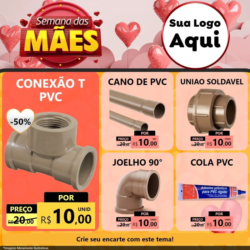 Modelo de Rede Social para Feed Facebook com o tema Semana das Mães para Tubos e conexões