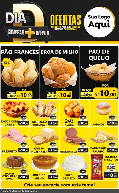 Modelo de Encarte para Encarte Grande com o tema Dia D Mais Economia para Padaria