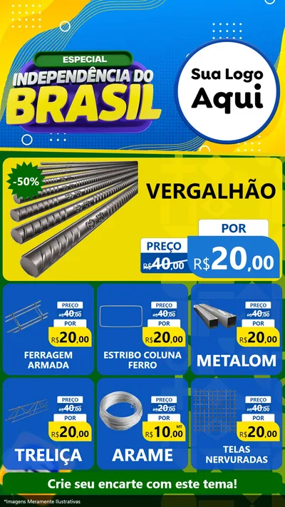 Modelo de Rede Social para Stories com o tema Especial Independência do Brasil para Ferragens
