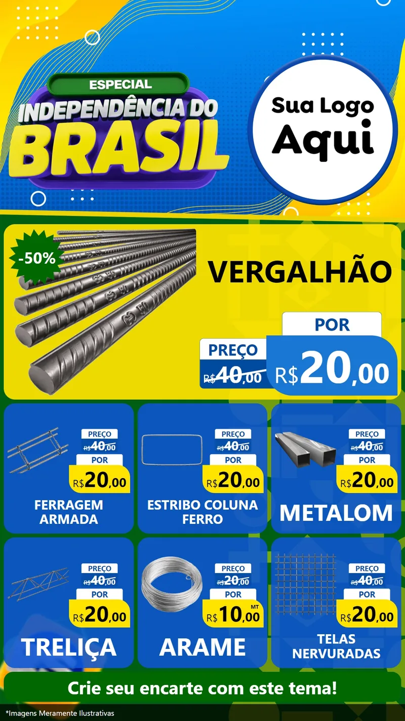 Modelo de Rede Social para Stories com o tema Especial Independência do Brasil para Ferragens