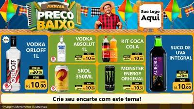 Modelo de TV para TV Horizontal com o tema Arraiá de Preço Baixo - Junina para Distribuidora de bebidas