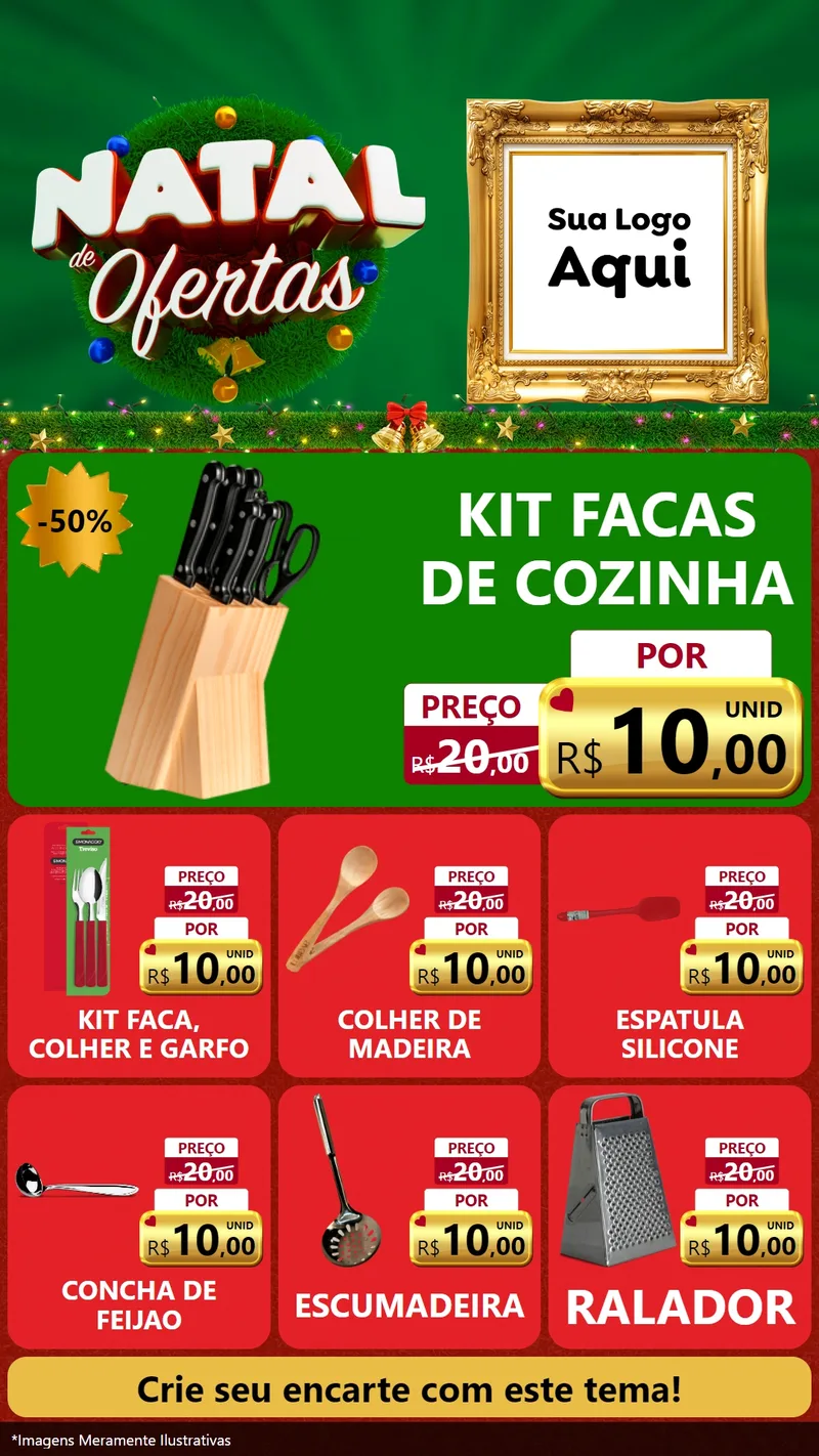 Modelo de Rede Social para Stories com o tema Natal de Ofertas para Utilidades Domésticas