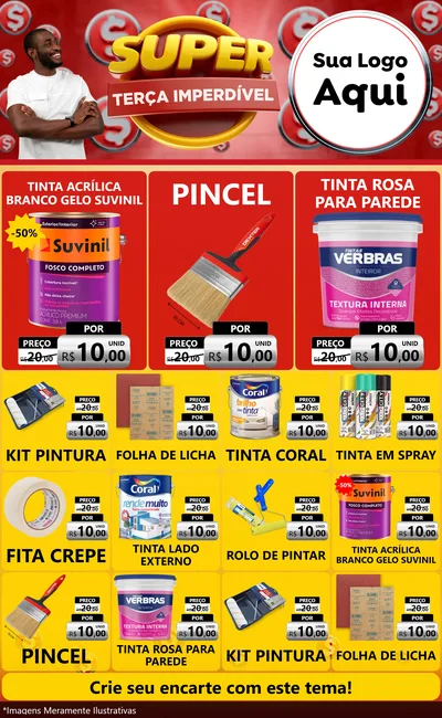 Modelo de Encarte para Encarte Grande com o tema Super Terça Imperdível para Tintas e Ferramentas