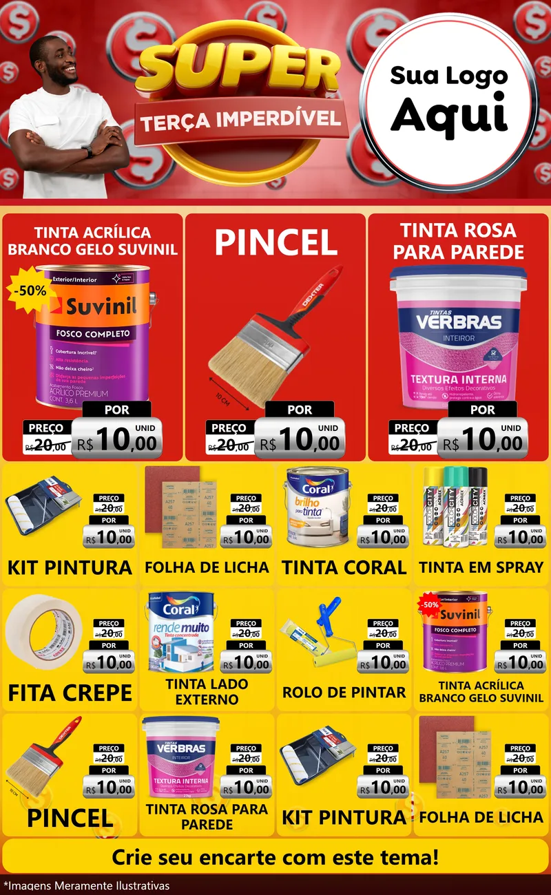 Modelo de Encarte para Encarte Grande com o tema Super Terça Imperdível para Tintas e Ferramentas